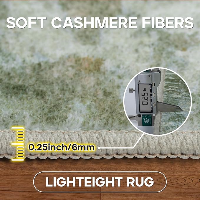 6x9 Area Rugs for Living Room Rug Washable: Modern Rug for Dining Room Bedroom Carpet Non Slip Low Pile 6 by 9 Indoor Abstract Nursery Home Office Green