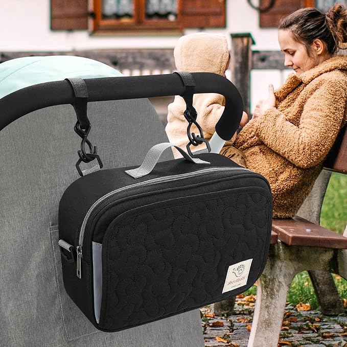 Accmor Stroller Organizer, Universal Stroller Organizer with Insulated Cup Holder Pocket, Dual Purpose Large Capacity Stroller Bag Caddy, Stroller Accessories Fits for Uppababy, Doona, Nuna Strollers