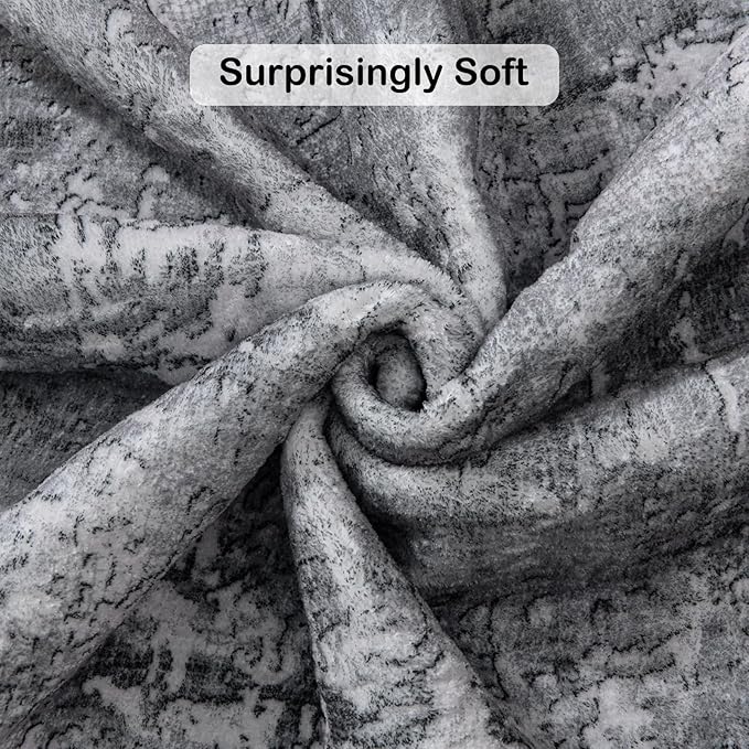 Area Rug Living Room Rug, 4x6 Modern Abstract Washable Rug Black Non Slip Foldable Faux Wool Vintage Carpet, Fluffy Non-Shedding Rugs for Living Room, Bedroom, Dining Room, Kids Playroom