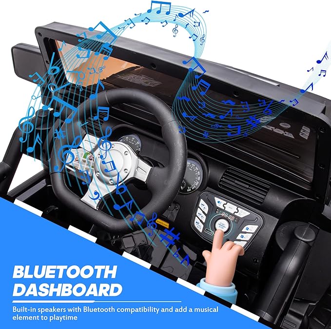 24V 9Ah Ride on Toy for Big Kids, 4x4 2 Seater Ride on Car Truck w/Remote Control, 4x200W Motors - Black Warrior