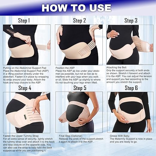 ChongErfei Maternity Belt, Pregnancy 3 in 1 Support Belt for Back/Pelvic/Hip Pain, Maternity Band Belly Support for Pregnancy Belly Support Band (S: Fit Ab 31.5"-43.3", Black)