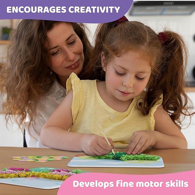 jackinthebox Poke Poke Art – Bugs Theme, Mess-Free Fabric Art and Craft, Flower Pressing Kits, Gift for Kids, Toys for Girls and Boys Ages 4 5 6 7 8