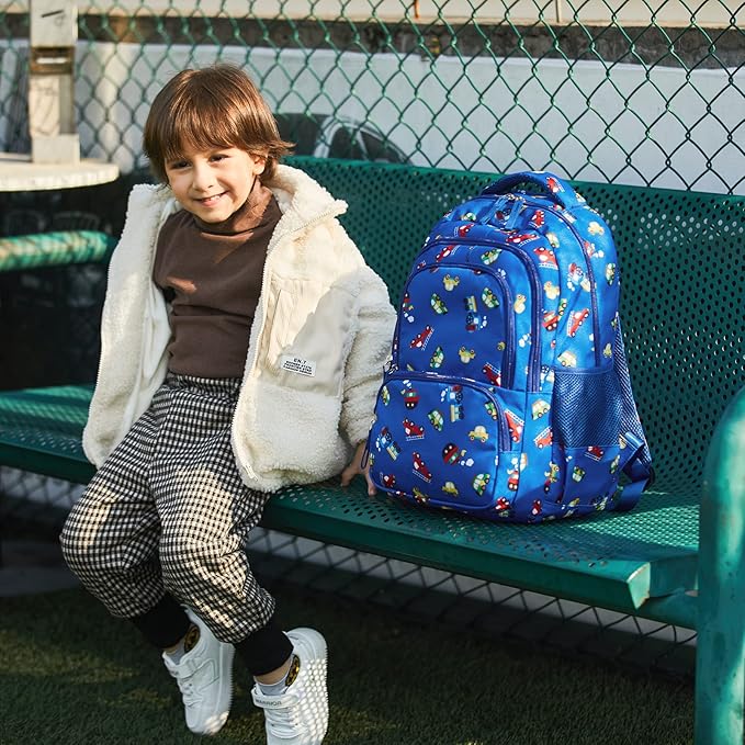 CLUCI Kids Backpack for Boys Bookbags Preschool Toddler Daycare School Bag Elementary Kindergarten Lightweight Waterproof Bluey Backpack Cars