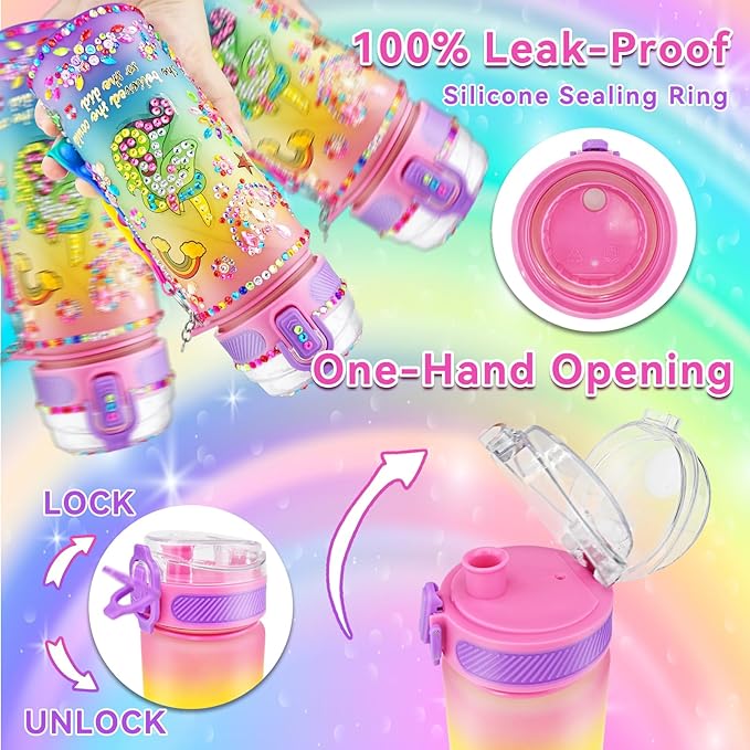 EDSPORTSHOUSE Decorate Your Own Water Bottle Kits for Girls Age 4-6-8-10,Unicorn Painting Crafts,Fun Arts and Crafts Gifts Toys for Girls Birthday Christmas(Unicorn)