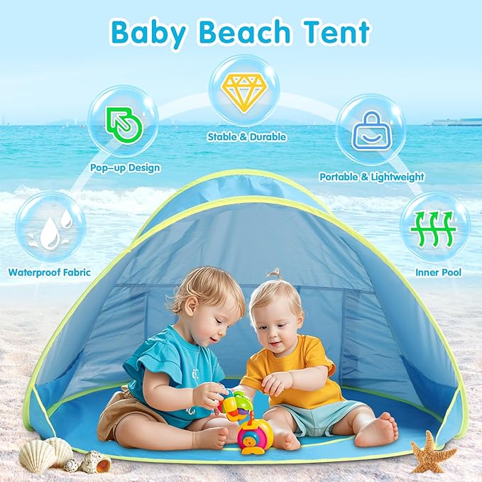 Baby Beach Tent Pop Up Beach Tent Baby Tent for Beach, Portable Shade Pool UV Protection Sun Shelter for Infant