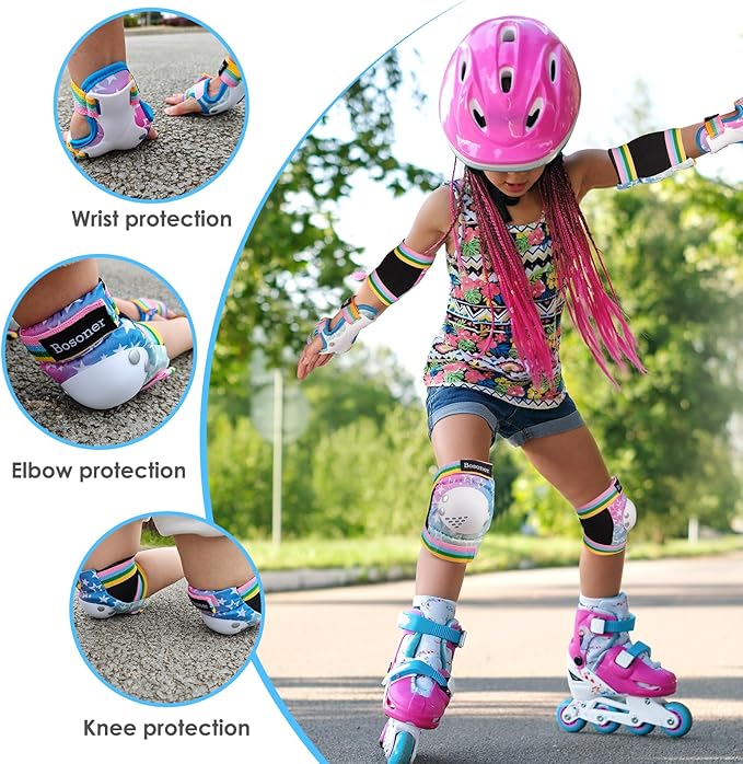 BOSONER Kids/Youth Knee Pad Elbow Pads for Roller Skates Cycling BMX Bike Skateboard Inline Rollerblading, Skating Skatings Scooter Riding Sports