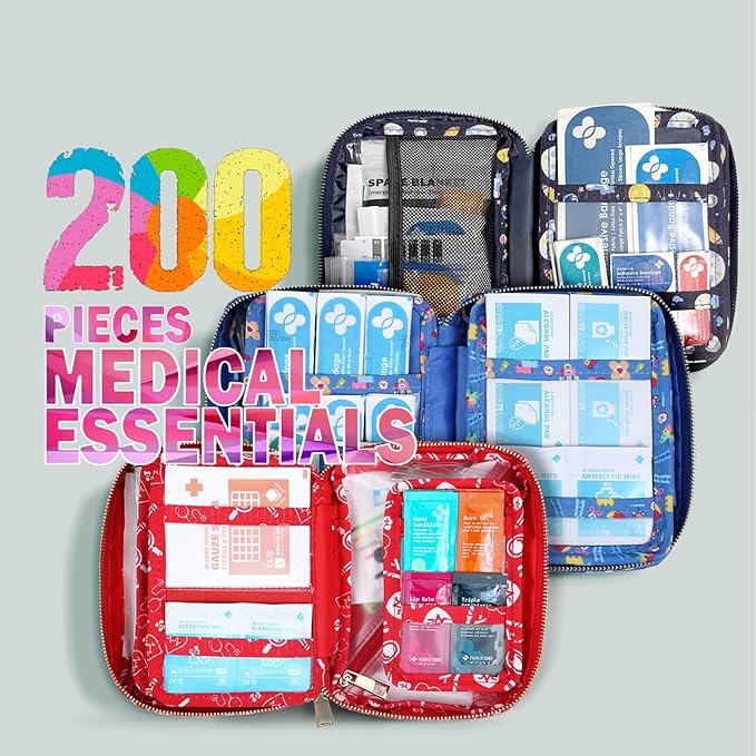 EVERLIT Care Rescue Pack | Family-Friendly First Aid Kit for Kids with 200 Pcs Medical Supplies | Travel-Friendly Compact Storage Bag for Home, Car, Travel, Camping, Adventure (Playground)
