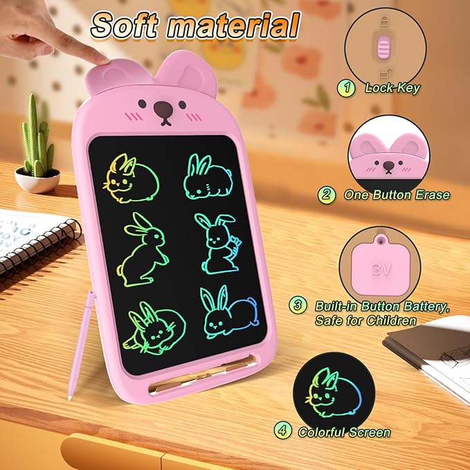 10 Inch LCD Writing Tablet, Erasable Doodle Board Toy, Cute Rabbit Drawing Pad for Kids Ages 2-6 - Educational Christmas Birthday Gift (Rabbit)