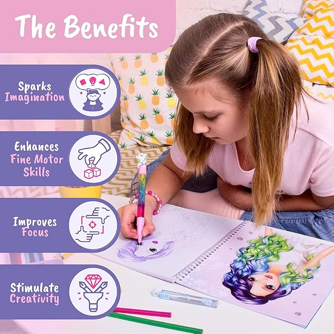 BSCOOL - Drawing, Coloring & Activity Book. Create Hairstyles with Stickers and Guides. Fashion Design Sketchbook for Kids 5 and up. Little Designer Creativity Book - Fashion Design for Kids