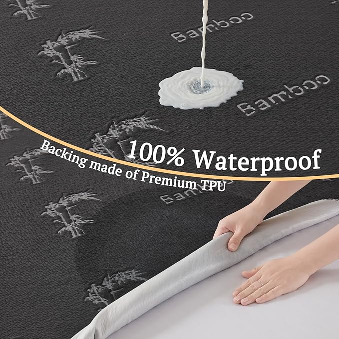 BEDLORE Waterproof Crib Mattress Protector 2 Pack, Ultra Soft Bamboo Viscose Crib Mattress Pad Cover, Noiseless Toddler Mattress Protector for Standard Baby Mattress Size 52''x28'', Dark Gray