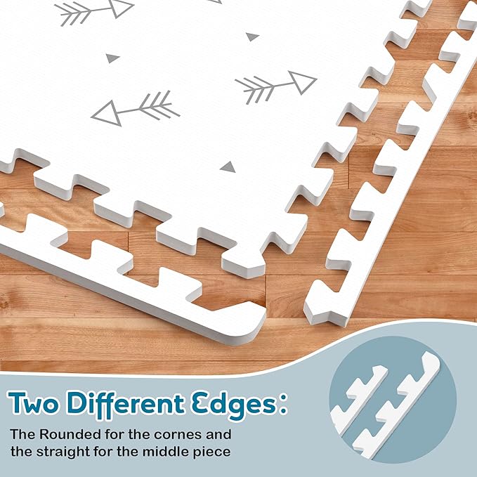 Baby Foam Play Mat-72”x 48” Baby Playmat,6-Piece Interlocking Foam Floor Tiles,Puzzle Mat for Infants and Toddlers,Waterproof,Non Toxic Play Mat for Tummy Time Mat(Arrow)