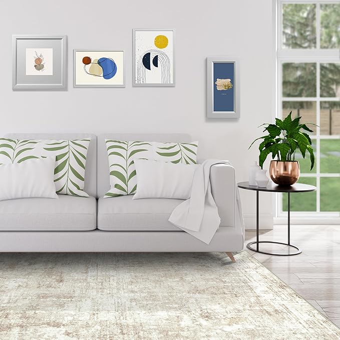 6x9 Area Rugs for Living Room Rug Washable: Modern Rug for Dining Room Bedroom Carpet Non Slip Low Pile 6 by 9 Indoor Abstract Nursery Home Office Beige