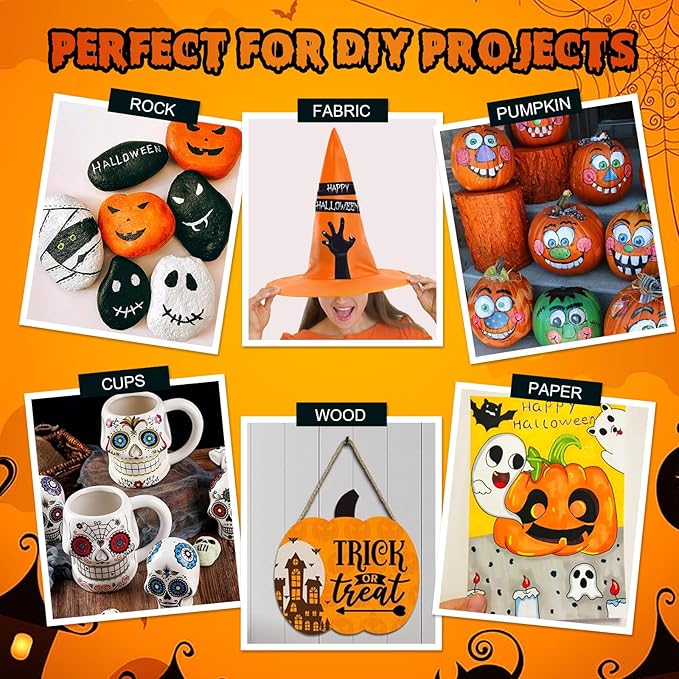 Betem 12 Colors Dual Tip Acrylic Paint Pens Markers, Premium Acrylic Paint Pens for Halloween Decorations, Wood, Canvas, Stone, Rock Painting, Glass, Ceramic Surfaces, Pumpkin Painting Kit DIY Crafts