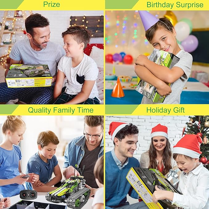 BIRANCO. Remote Control Tracked 3in1 Stunt Racer Building Kit - RC Car STEM Construction Toy, Gift Idea for Kids, Boys and Girls Ages 8-12 Year Old (353 Pcs)