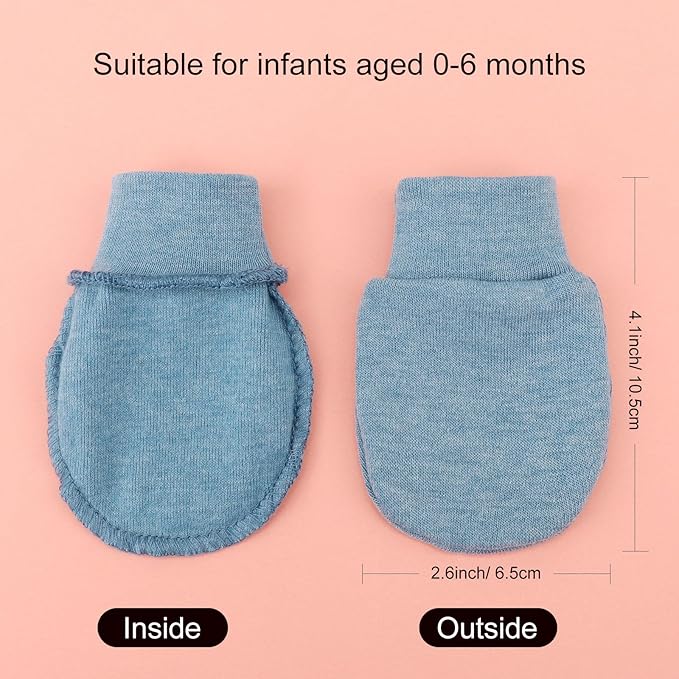 BQUBO 6 Pairs Newborn Baby Boys Girls Mittens 0-6 Months Unisex-Baby Infant Mittens Elastic No Scratch Wrist Gloves