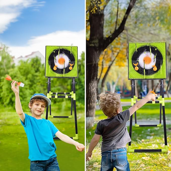 Axe Throwing Game for Backyard,Plastic Axe Throwing Game Set,Ax Throwing Game Set for Adults,Contains Foldable Axe Throwing Board,Axes,Bows and Arrows and 3 Types of Darts for Family Games