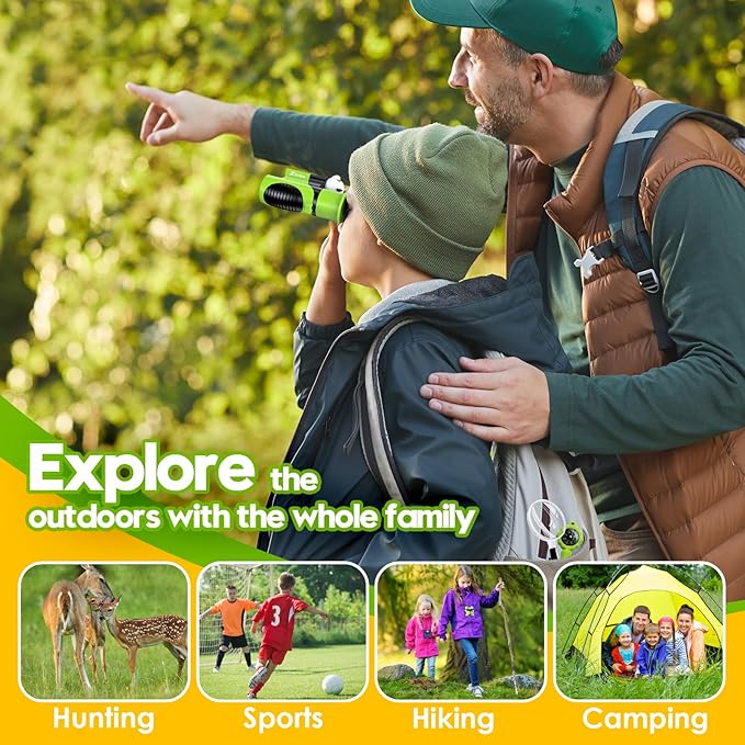 Binoculars for Kids, Toys for 3-12 Year Old Girls and Boys, Bird Watching Hiking 4 5 6 7 8 9 Year Old Girl Boy Christmas Birthday Gifts, Outdoor Toys for Kid Set with Magnifying Glass & Compass