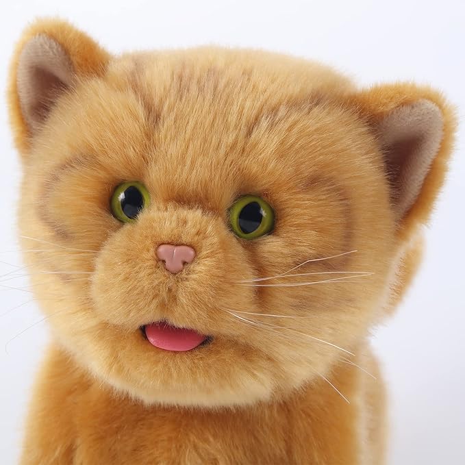 Electronic Walking Orange Cats, Realistic Interactive Puppy Pet Toy Cat, Walking, Barking,Wagging Tail & Talking,Present Pet Gifts for 3+ Year Boys Girls