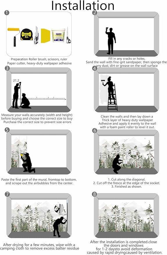 Green Forest Woodland Wallpaper Wall Mural for Nursery Room Girls Room Boys Room(Not Self-Adhesive)