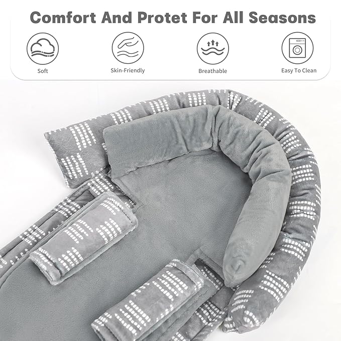 Infant Car Seat Insert, HNHUAMING Baby Car Seat Head & Body Support with 2 Strap Pads, Ultra Soft Newborn Preemie Carseat Insert Cushion for Girls Boys, Fits Car Seat, Stroller, Swing, Bouncer, Gray
