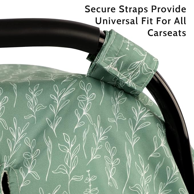 Baby Car Seat Canopy Soft Minky Plush Dotted Backing Baby Car Seat Cover Girls, Infant Carseat Canopy, Stretchy Multi- use Nursing Cover for Stroller/High Chair/Shopping Cart/Car Seat Canopies Sage
