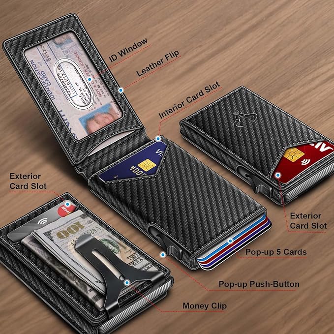 BULLIANT Men Wallet,Money Clip Wallet Slim For Gift Men 9Cards-Metal Credit Card Case in Magnetic Leather Flip