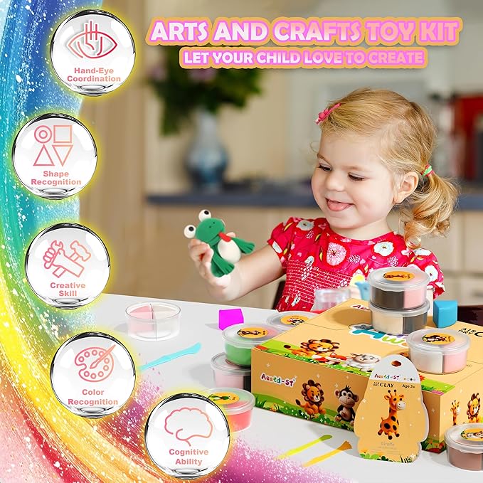 Air Dry Clay Kit - Animal Theme, Modeling Clay for Kids, DIY Model Magic Clay with Sculpting Tools and Tutorials, 12 Boxes Molding Clay, Ultra Light, Soft & Non-Toxic, Arts and Crafts Gift for Kids