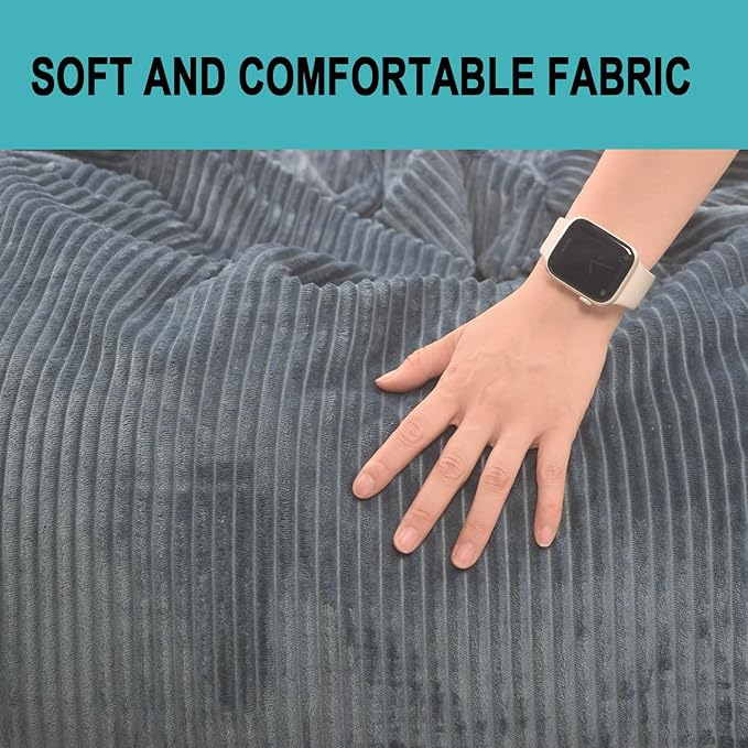 Bean Bag Chair 3Ft Luxurious Faux Rabbit Fur Memory Foam Bean Bag Chairs for Adults/Teens with Filling,Ultra Soft Faux Fur Fabric, Round Fluffy Sofa for Living Room Bedroom College Dorm (Grey)