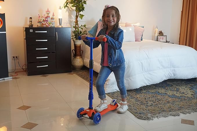 3 Wheel Scooter for Kids Ages 6-12,Kids Scooter with Light Up Wheels, Sturdy Deck Design, and 4 Height Adjustable Suitable for Kid Ages 3-12