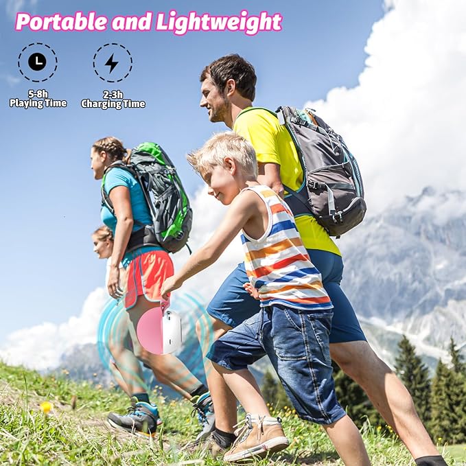 goopow Mini Karaoke Machine Speaker for Kids Adults, Portable Bluetooth Microphone Song Toys with LED Light, Best Chritmas Birthday Festival Gift for 3 4 5 6 7 8+ Year Old Girls Boys (Pink-2Mic)