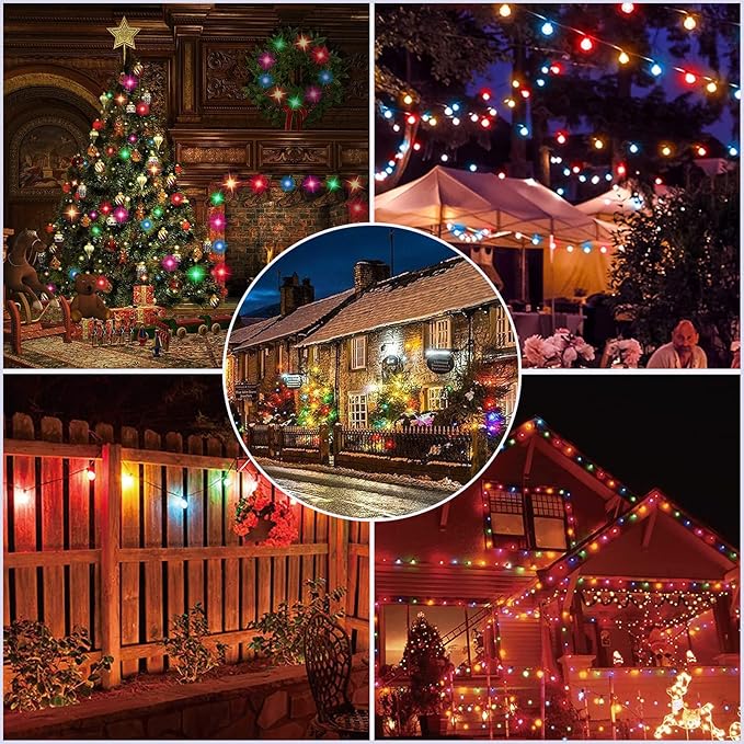 25Ft LED Outdoor String Lights, G40 Outdoor Christmas Decorations Lights Waterproof with 27 LED Globe Multicolor Bulb, Hanging Vintage Christmas Lights for Patio Roofline Backyard Garden Party Decor