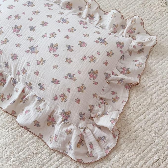 BuLuTu Tuberose Floral Themed Pillow Covers Standard Size for Kids Toddler/Twin Bed, Soft Breathable Children Pillowcases for Daycare & Travel, Enveloped, 20"x26", Machine Washable