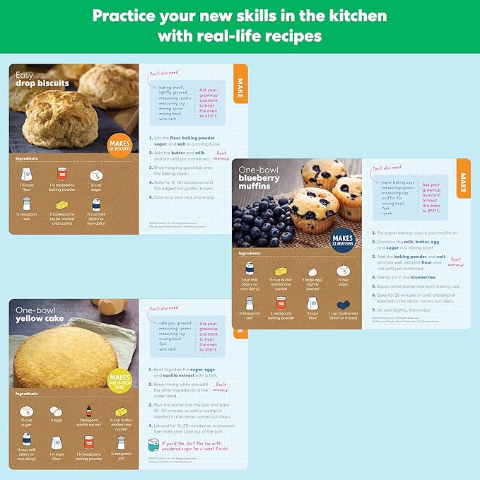 Bake-a-Cake Stand Mixer | KiwiCo Play Kitchen | Kids Baking Set Ages 3+ | Learn Early Math with Wooden Kitchen Play Set | Includes Ingredients, Stand Mixer, Measuring Spoons, Recipe Cards and More