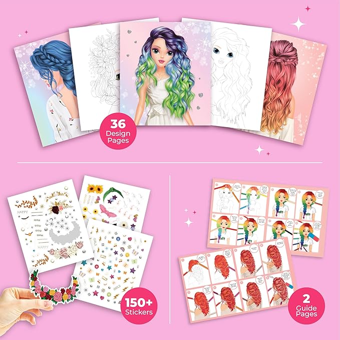 BSCOOL - Drawing, Coloring & Activity Book. Create Hairstyles with Stickers and Guides. Fashion Design Sketchbook for Kids 5 and up. Little Designer Creativity Book - Fashion Design for Kids