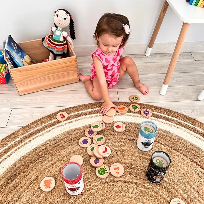 bee smart Wooden Memory Game - Matching Memory Game for Kids 3 and Up, 16Pcs | Educational Toy for Preschool Toddlers Board Games (Space)