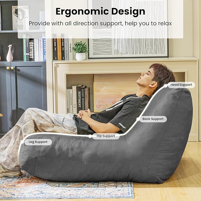 Bean Bag Chair Lazy Bean Bag Sofa, Floor Beanbag Chairs with Stuffed High-Density Foam, Memory Foam Bean Bag Sofa for Living Room, Bedroom and Office