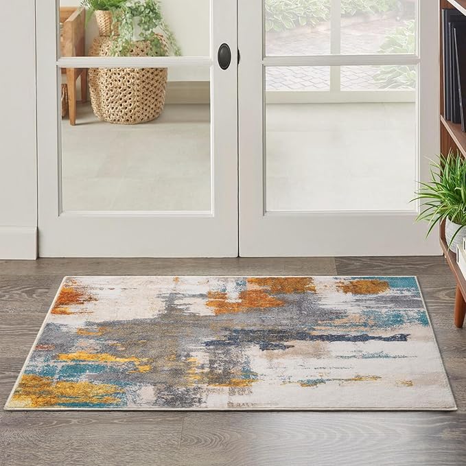 Entrance Rug 2x3 Indoor Door Mats for Entryway Modern Abstract Washable Rugs Grey Rug Non Slip Throw Rugs for Bedroom, Kitchen, Front Door Entryway