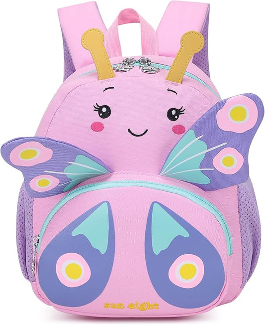 3D Butterfly Toddler Backpack - Cute Animal Cartoon Mini Travel Bag for Girls 1-3 Years,Waterproof Kids Preschool Backpack with Personalized Design (Butterfly Style)