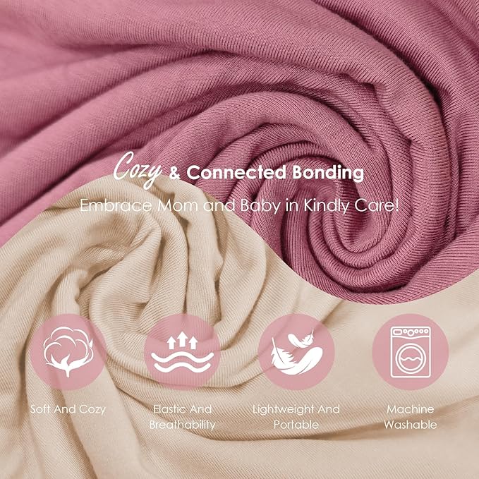 Baby Wrap Carrier, Lightweight Baby Wearing Wraps for Newborn and Infant, Soft Swaddle Holder Carrier, Cozy Baby Sling 7-35 lbs Cream+Pink