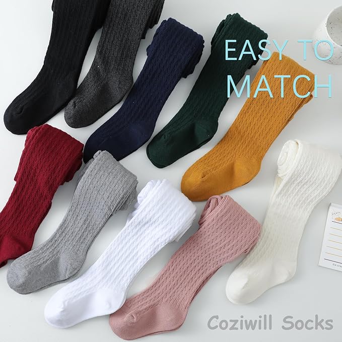 Girls Tights Seamless Toddler Stockings Tights Soft Cotton Cable Knit Baby Girl Tights Leggings 4-12 Years