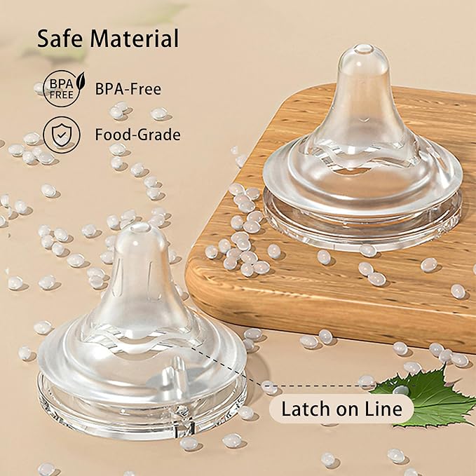 Natural Glass Baby Bottle for Breastfeeding Babies, 8oz Anti-Colic Baby Bottle with Natural Response Nipple(M), Clear, Wide Neck, 4 Pack, 3 Months+