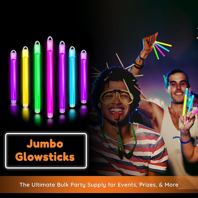 Glow Fever Glow in The Dark Sticks - 100 ct 6" Glow Sticks Bulk Party Pack with End Caps & Lanyards - Glow Party Favors for Concert, Festival, & Wedding Neon Light Sticks by Party Dragon, Yellow