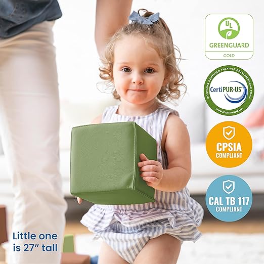 ECR4Kids SoftZone Patchwork Toddler Building Blocks, Foam Cubes, Earthtone, 12-Piece