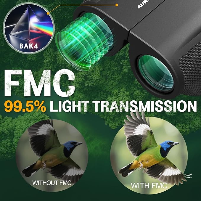 12x32 Compact Binoculars for Adults Kids - Aurosports Small Binoculars for Birdwatching - High Power Easy Focus Lightweight Binocular for Traveling Hunting Cruise Ship Hiking