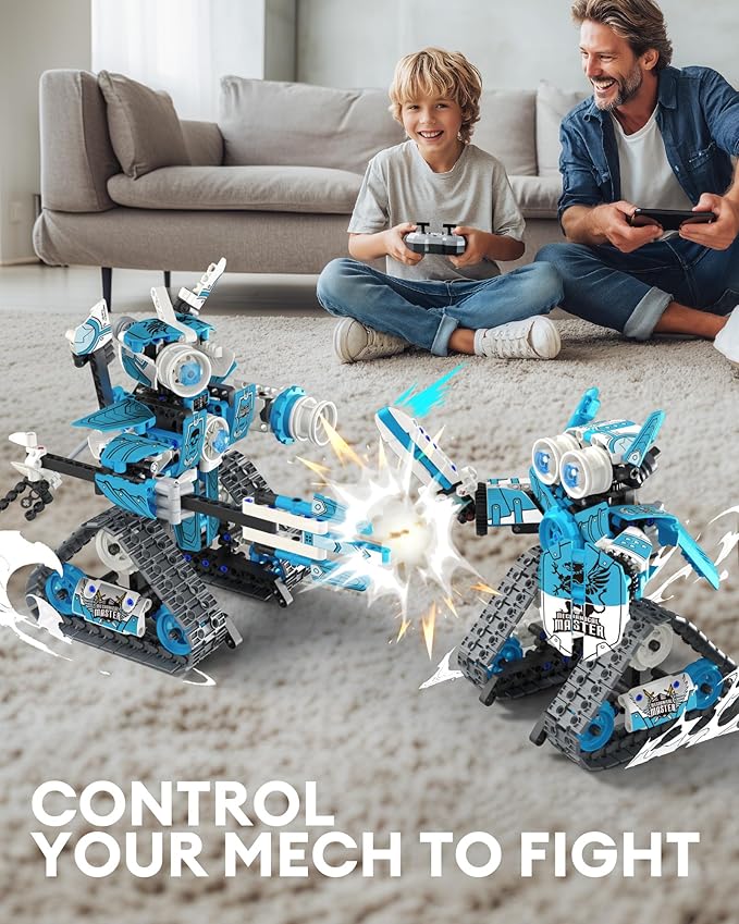 5 in 1 STEM RC Robot Building Kit, 398PCS APP & Remote Control Blocks DIY Engineering Robotics, Erector Science Set for Kids Age 6 7 8 9 10 11 12+, Educational Learn Toys Gift for Boys & Girls