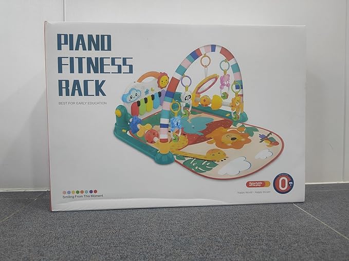 Eners Baby Gyms Play Mats Musical Activity Center Baby Piano Gym Mat Tummy Time Padded Mat for Newborn Toddler Infants(Red)