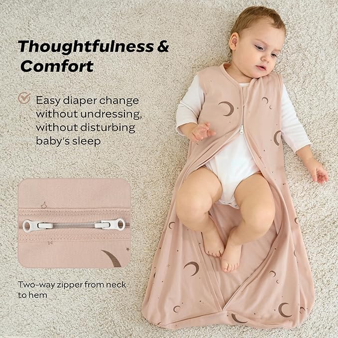 JELLYMONI Baby Sleep Sack 0-6 Months, 100% Cotton 3 Pack 0.5 TOG Baby Wearable Blanket Infant Sleep Sack with 2-Way Zipper Newborn Sleep Sacks