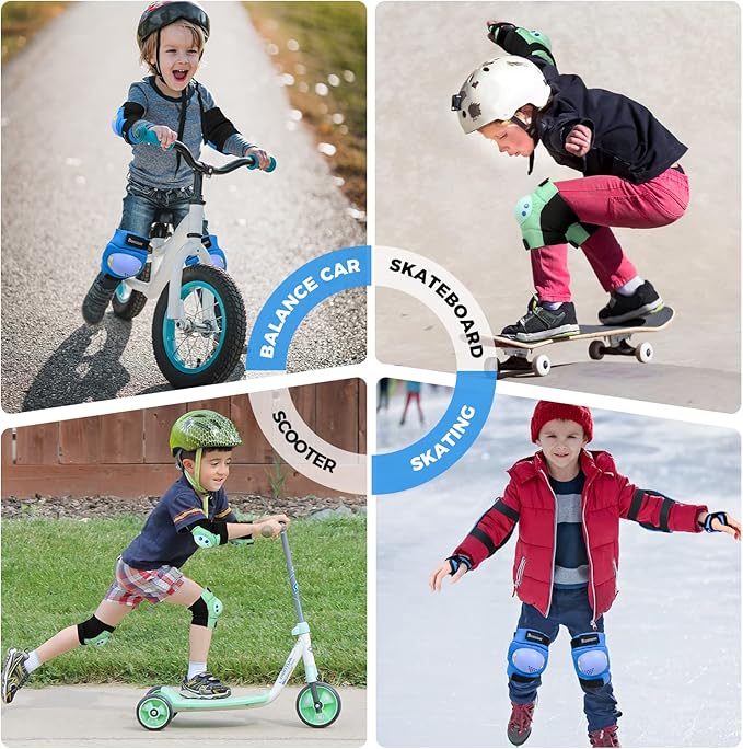BOSONER Kids/Youth Knee Pad Elbow Pads for Roller Skates Cycling BMX Bike Skateboard Inline Rollerblading, Skating Skatings Scooter Riding Sports