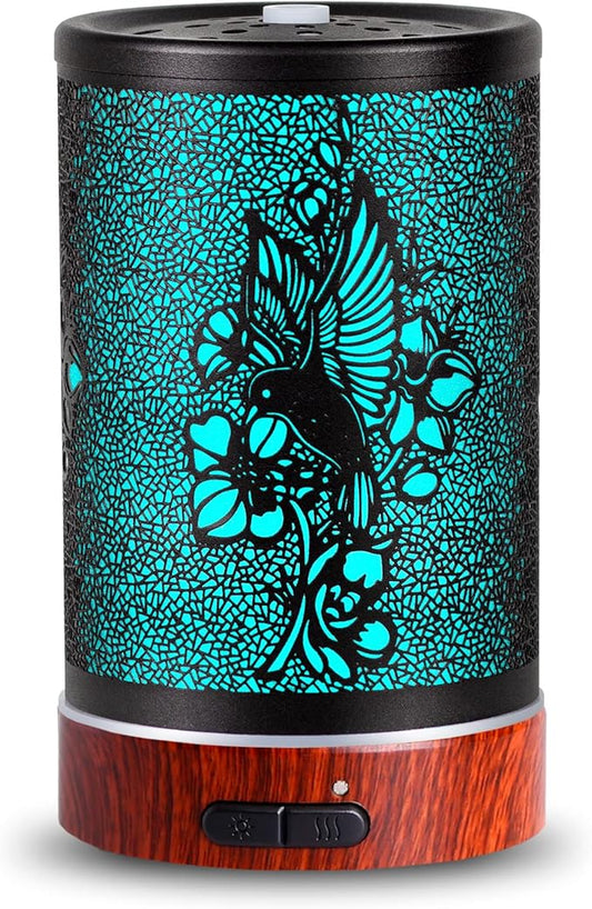 Essential Oils Diffuser,Aromatherapy Diffuser,Birthday Gifts for Women Mom Grandma,Metal Cool Mist Humidifier with 7 Colors Lights Waterless Auto Off Air Diffusers (A-Hummingbird)