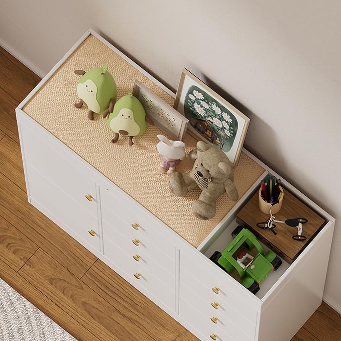 Changing Table Dresser with Drawers,Modern Baby Dresser with Changing Table Top for Nursery,Diaper Changing Station Organizer for Infants Newborn,White